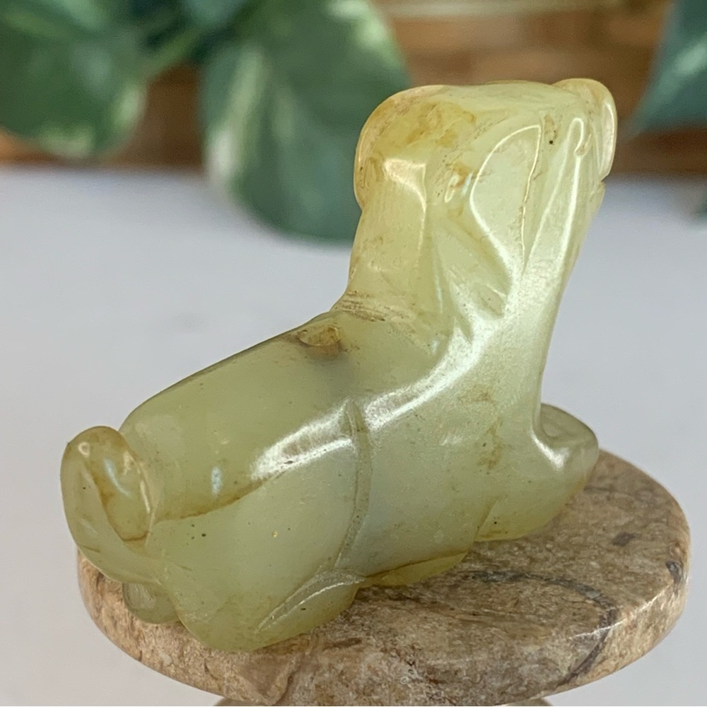 Vintage Chinese Zodiac Jade DOG Pendant Bead Hand Carved Miniature Pet Animal 2" - Picture 4 of 12